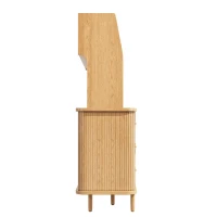 Adjustable-Feet Dining Room Cupboard with Wine Glass Holders, High-quality Sideboard with for Kitchen or Hallways, 140L x 40.5W x 174.5H cm, Wood(m-12)