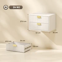 HOMCOM Modern Floating Nightstands Set of 2, Wall Mounted Bedside Tables with 2 Drawers, White(m-3)