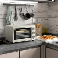 HOMCOM Horno Sobremesa de 21L 1400W Mini Horno Eléctrico Temporizador hasta 60min y Temperatura Regulable hasta 230℃ Crema(m-10)
