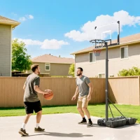 SPORTNOW Canasta de Baloncesto para Exterior Ajustable de 230-305 cm con Tablero Irrompible Base Rellenable y Ruedas Negro(m-10)