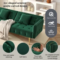 Space-Saving Sofa Bed with Folded Backrest, Ideal Sofa Sleeper for Small Apartments or Dormitories, 178L x 82W x 70H cm, Green(m-4)