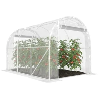 Outsunny Polytunnel-Gewächshaus, begehbares Gewächshaus mit verzinktem Stahlrahmen und UV-beständiger PE-Abdeckung, transparent(m-12)