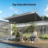 Outsunny Retractable Pergola Cover, 3.5 x 2.6 m Replacement Canopy Fabric for 4 x 3 m Frame, Roof Top Only, Light Grey(m-10)