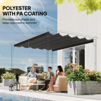 Outsunny Retractable Pergola Cover, 3.5 x 2.6 m Replacement Canopy Fabric for 4 x 3 m Frame, Roof Top Only, Dark Grey(m-5)