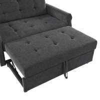 Convertible Sofa Bed with Adjustable Backrest, Functional Sofa with USB & Type-C Ports and Storage Pocket, 135L x 173W x 58H cm, Drak Grey(m-7)