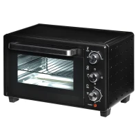 HOMCOM Minibackofen, 21 L Toasterofen mit 1 Drahtgestell und 1 Backblech, 3 Kochmodi, 100 °C-230 °C, Edelstahl, Glas, Schwarz(m-11)