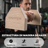 SPORTNOW Barras Paralelas de Madera con Alfombra Antideslizante para Entrenamiento en Gimnasio Hogar 30x13x10 cm Natural(m-4)