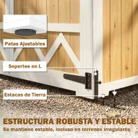 Outsunny Caseta de Jardín de Madera 105x55x179 cm Armario para Herramientas con 4 Estantes Techo de Metal Galvanizado Natural(m-7)