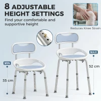 HOMCOM Shower Chair with Padded Seat Adjustable Height Shower Stool Bath Seat with Back and Anti-Slip Feet(m-7)