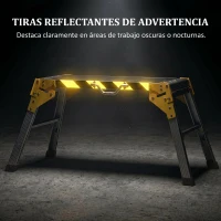 HOMCOM Banco de Trabajo Antideslizante Soporte de Herramientas Plegable de Aluminio con Asa 150 kg 110x32x50 cm Negro(m-7)