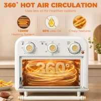 HOMCOM Horno Freidora de Aire 12 L con 3 Mandos Convección 360° Temperatura hasta 230 °C Temporizador 60 Min Bandeja y Cesta(m-7)