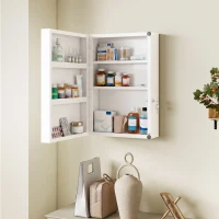 HOMCOM Botiquín de Pared con 6 Compartimentos Cerradura y 2 Llaves para Baño Cocina 40x18x60 cm Blanco(m-9)