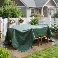 Outsunny Lona Impermeable Exterior 4x6 m Toldo PE 90 g/m² Protección UV con Ojales Reforzados para Leña Muebles de Jardín Verde(m-10)