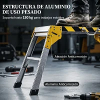 HOMCOM Banco de Trabajo Antideslizante Soporte de Herramientas Plegable de Aluminio con Asa 150 kg 110x32x50 cm Negro(m-4)