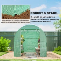 Outsunny Gewächshausfolie 4 x 2 m, wasserdicht Gartenfolie mit Tür, 8 Fenster, UV Schutz, Reißfest Polyethylen NUR Folie Grün(m-5)