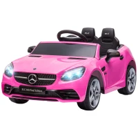 AIYAPLAY Kinder-Elektroauto, mit LED-Scheinwerfern, Sicherheitsgurt, Hupe, Musik, 3 bis 5 km/h, Rosa, 107 x 62,5 x 44cm(m-11)