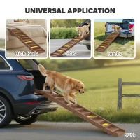 PawHut Dog Car Ramp with Anti-Slip Steps, 10-Steps Pet Stairs for Pets to Access Cars and High Beds, Brown(m-7)