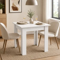HOMCOM Square Dining Table, Modern Small Dining Table with Wood Effect, Space Saving, Non-slip Foot Pads, White(m-8)