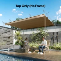 Outsunny Retractable Pergola Cover, 3.5 x 2.6 m Replacement Canopy Fabric for 4 x 3 m Frame, Roof Top Only, Tan(m-10)