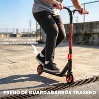 SPORTNOW Scooter Acrobático para Trucos Patinete Freestyle con Rodamientos ABEC-9 Ruedas 120 mm Giro 360° para Skatepark Rojo(m-7)
