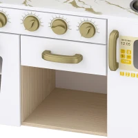 AIYAPLAY Play Kitchen, Kids Kitchen Playset with Rotating Coffee Machine, Storage Shelf, Stove, Gift for Kids 3-6 Years, White(m-13)