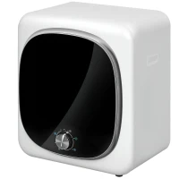 HOMCOM Mini Uscător de Rufe Portabil 2.5 kg, 5 Programe, 800W, Încărcare Frontală, Tambur Inox, pentru Acasă, Alb(m-11)
