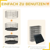 PawHut Welpenauslauf, 76 cm hoch/ca. 2,5 m², 8 Paneele, Bodenplane, Kombi-Dachplane(m-5)