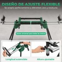HOMCOM Soporte de Sierra Ingletadora Plegable Universal con 2 Rodillos de Apoyo Altura y Ancho Ajustable Carga 200 kg Verde(m-5)