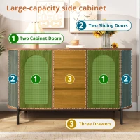 Spacious Sideboard with 3 Drawers and Adjustable Shelves, Stylish Cabinet for Living Room or Entryway, 140L x 38W x 77.5H cm, Walnut(m-6)