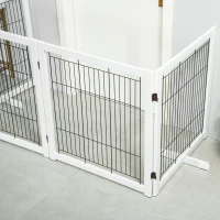 PawHut Absperrgitter Hund Freistehendes Schutzgitter mit Füßen 305 x 82 cm Holz Hundegitter Klappbar Treppenschutzgitter Hundeabsperrgitter für Treppen, Türen, Flur, 4 Paneelen, Weiß(m-9)