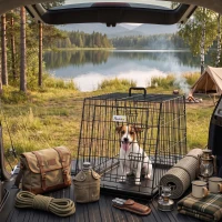 PawHut 30"(76 cm) Car Dog Crate Collapsible Slanted Travel Small Dog Cage with Tray & Handle 76L x 48W x 53H cm(m-9)