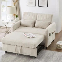 Adjustable Sofa Bed with 3-Level Backrest, Comfortable Couch for Small Apartments, Living Rooms, or Bedrooms, 112L x 169W x 59H cm, Beige(m-1)