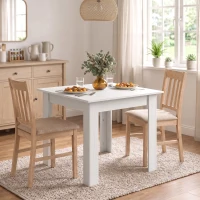 HOMCOM Square Dining Table, Modern Small Dining Table with Wood Effect, Space Saving, Non-slip Foot Pads, White(m-7)