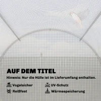 Outsunny Gewächshausfolie 4 x 2 m, wasserdicht Gartenfolie mit Tür, 8 Fenster, UV Schutz, Reißfest Polyethylen NUR Folie Weiß(m-6)
