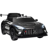 AIYAPLAY Mercedes-Elektroauto, Aufsitzauto für Kinder, 12V Batterie, LED-Lichter, Musikfunktion, Hupe, 3-8 Jahre, Schwarz(m-12)