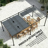 Outsunny Toile de Toit pour pergola Bâche pour Pergola rétractable de 3 x 3 m, Polyester 180g/m³, Anti-UV 30+, Gris foncé(m-8)