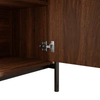 Spacious Sideboard with 3 Drawers and Adjustable Shelves, Stylish Cabinet for Living Room or Entryway, 140L x 38W x 77.5H cm, Walnut(m-11)