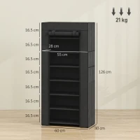 HOMCOM Pantofar cu 7 niveluri, Pantofar îngust din oțel cu husă din țesătură nețesută 2 buzunare pentru 14-21 perechi Negru(m-3)