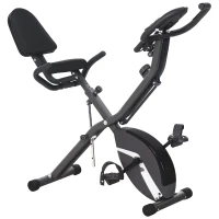 SPORTNOW Bicicleta Estática Plegable Silenciosa con Resistencia Magnética Monitor LCD y Bandas para Brazos 43x97x109 cm Negro(m-1)