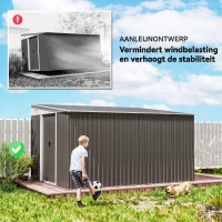 Outsunny Metalen Tuinschuur Metaal, Met Dubbele Vergrendelbare Deuren, 2,8x3,45x2,01m, Grijs(m-7)