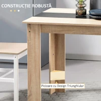 HOMCOM Masă de sufragerie modernă din lemn pentru 4-6 persoane, 120x69x75cm, culoare negru și lemn(m-6)