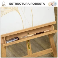 Vinsetto Caballete de Pintura Plegable de Madera 235 cm con Altura y Ángulo Ajustables Estante Natural(m-6)