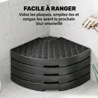 Outsunny Lot de 4 dalles de lestage pour parasol déporté dim. tot. 100L x 100l x 8H cm HDPE aspect rotin noir(m-7)