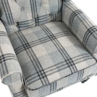 HOMCOM Faux Linen Armchair with Thick Spring Cushion, Wingback Accent Chair with High Back, Solid Wood Legs, Mixed Plaid(m-13)
