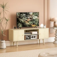 HOMCOM Comodă TV pentru Televizoare de Până la 55", cu 2 Dulapuri și 2 Rafturi, Culoare Lemn(m-10)