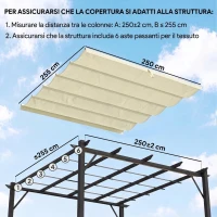 Outsunny Tetto per Gazebo Pergola con 10 Fori di Drenaggio in Poliestere, 250x255 cm, per Pergola 3x3m, Crema(m-4)