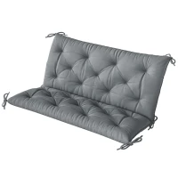 Outsunny 2 Seater Bench Pad, Garden Swing Chair Cushion with Back and Ties, Tufted Style Garden Furniture Window Seat Cushion for Indoor and Outdoor Use, 98 x 100 cm, Dark Grey(m-10)