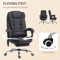 Vinsetto Bureaustoel met Massage- en Verwarmingsfunctie, Ergonomisch, Hoogteverstelbaar, Zwart(m-7)