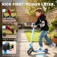 SPORTNOW Folding Electric Scooter for Kids, with Dual Brakes, Front Suspension, LED Colourful Lights, Blue(m-4)