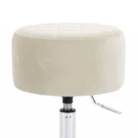 HOMCOM Bar Stool Adjustable Swivel Chair Velvet-Feel Seat 1 Piece, Beige(m-10)